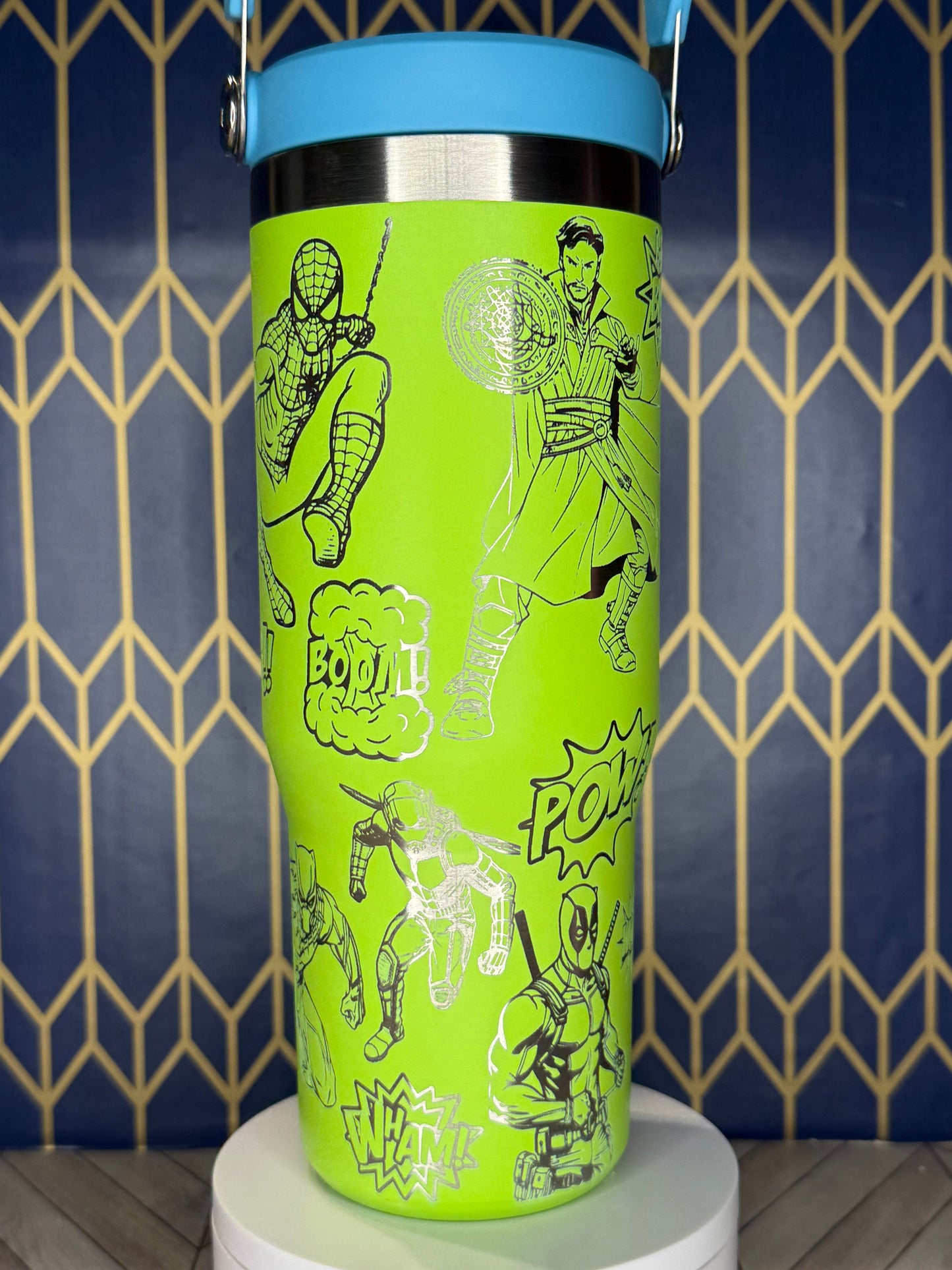 Marvel Superheroes Engraved Tumbler - Stanley IceFlow 30oz Flip Straw