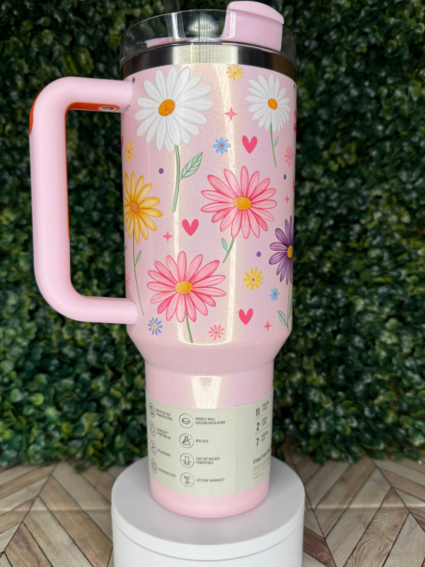 Daisy Delight UV DTF Printed Tumbler - Stanley Quencher 30/40oz