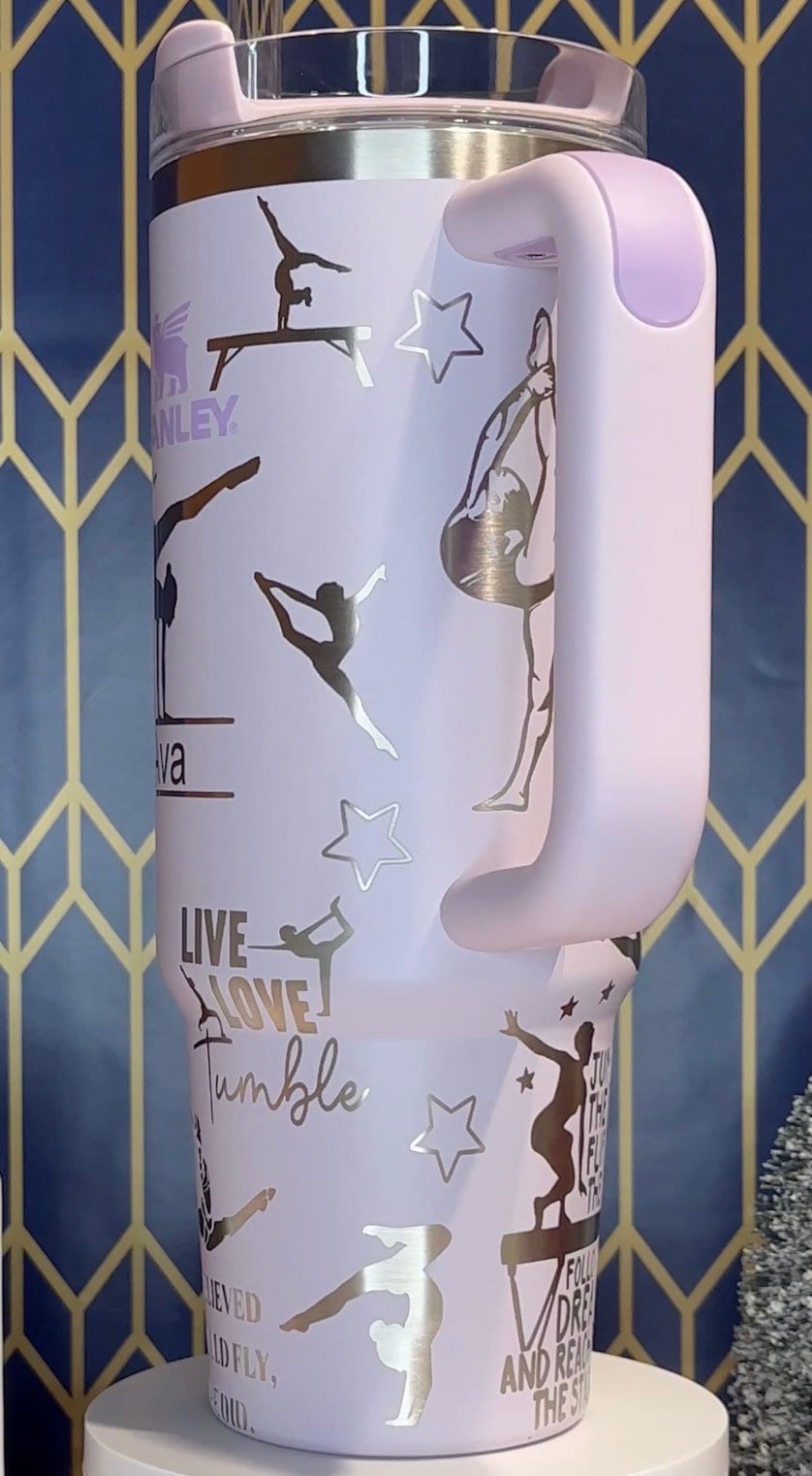 Vaso con pajita Stanley IceFlow de 30 oz con grabado de gimnasia
