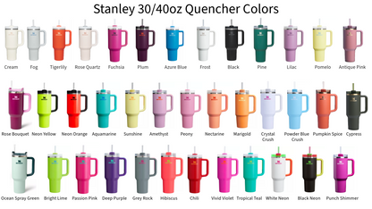 a bunch of different colored cups with handles