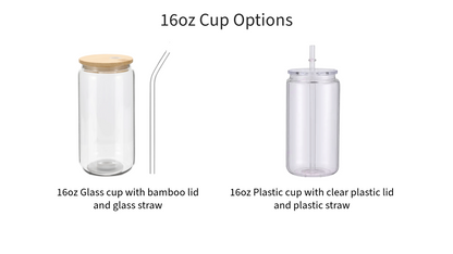 a glass cup with a straw and a plastic cup with a straw