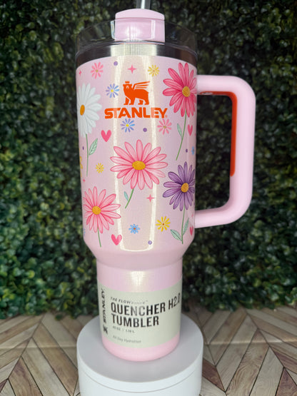 Daisy Delight UV DTF Printed Tumbler - Stanley Quencher 30/40oz