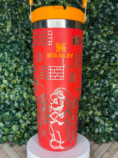 Super Mario Bros Engraved Tumbler - Stanley Quencher 30/40oz