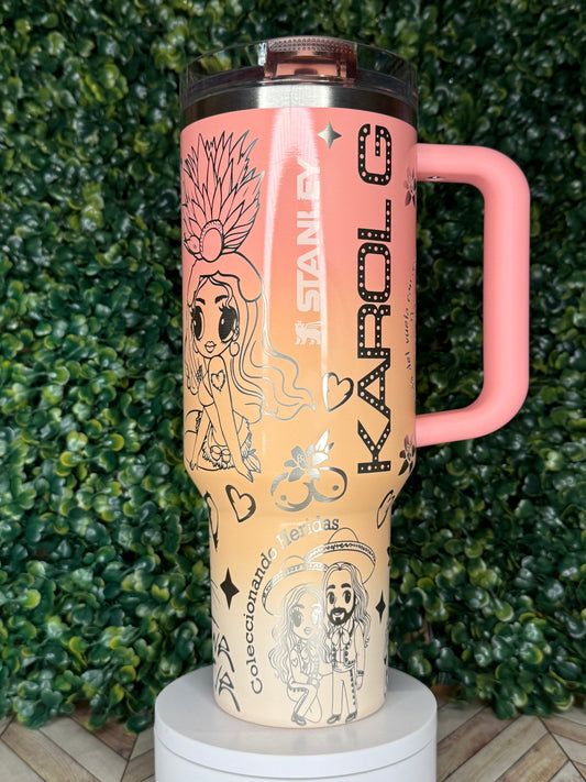 Karol G Tropicoqueta Inspired Engraved Tumbler - Stanley IceFlow 30oz Flip Straw