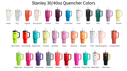 a bunch of different colored cups with handles