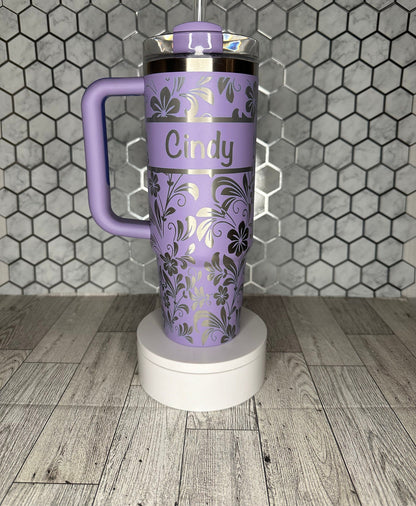 Personalized Floral Engraved Tumbler with Name -  FrostBuddy Thicc and ToGo Buddy