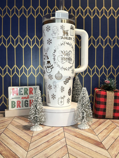 Christmas Themed Engraved Tumbler - Stanley Quencher 30/40oz