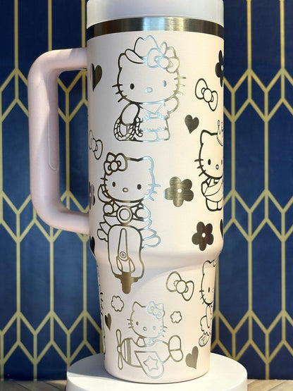 Adorable Hello Kitty Engraved Tumbler - Stanley Quencher 30/40oz