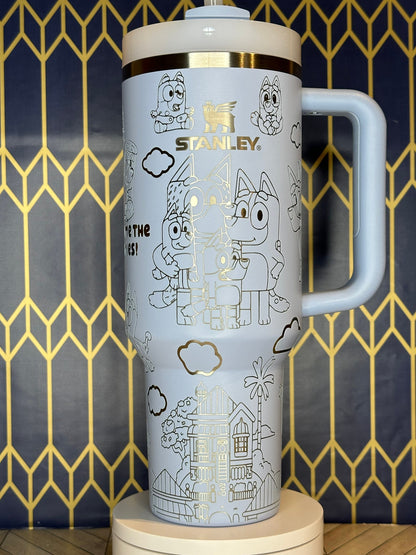 Bluey Themed Engraved Tumbler - Stanley Quencher 30/40oz