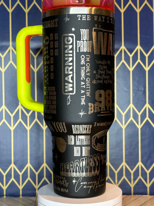 Vasos de whisky y vaso grabado "Country Roads" - Stanley Quencher (30/40 oz)