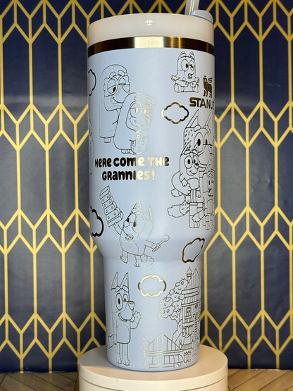 Bluey Themed Engraved Tumbler - Stanley Quencher 30/40oz