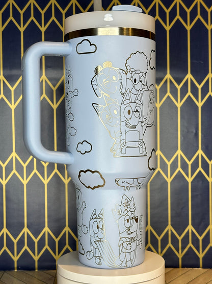 Bluey Themed Engraved Tumbler - Stanley Quencher 30/40oz