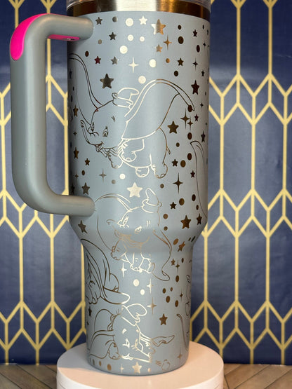 Laser Engraved Dumbo Themed Tumbler - FrostBuddy Thicc and ToGo Buddy