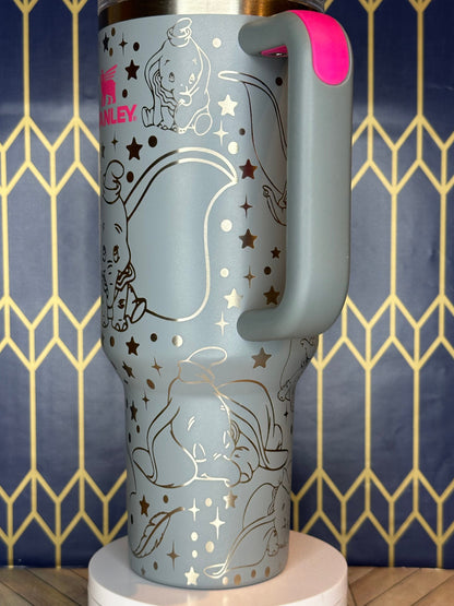 Laser Engraved Dumbo Themed Tumbler - Stanley Quencher 30/40oz