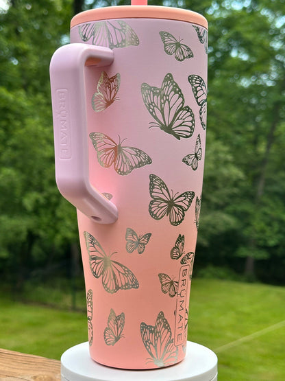 Engraved Butterfly Tumbler - Stanley IceFlow 30oz Flip Straw