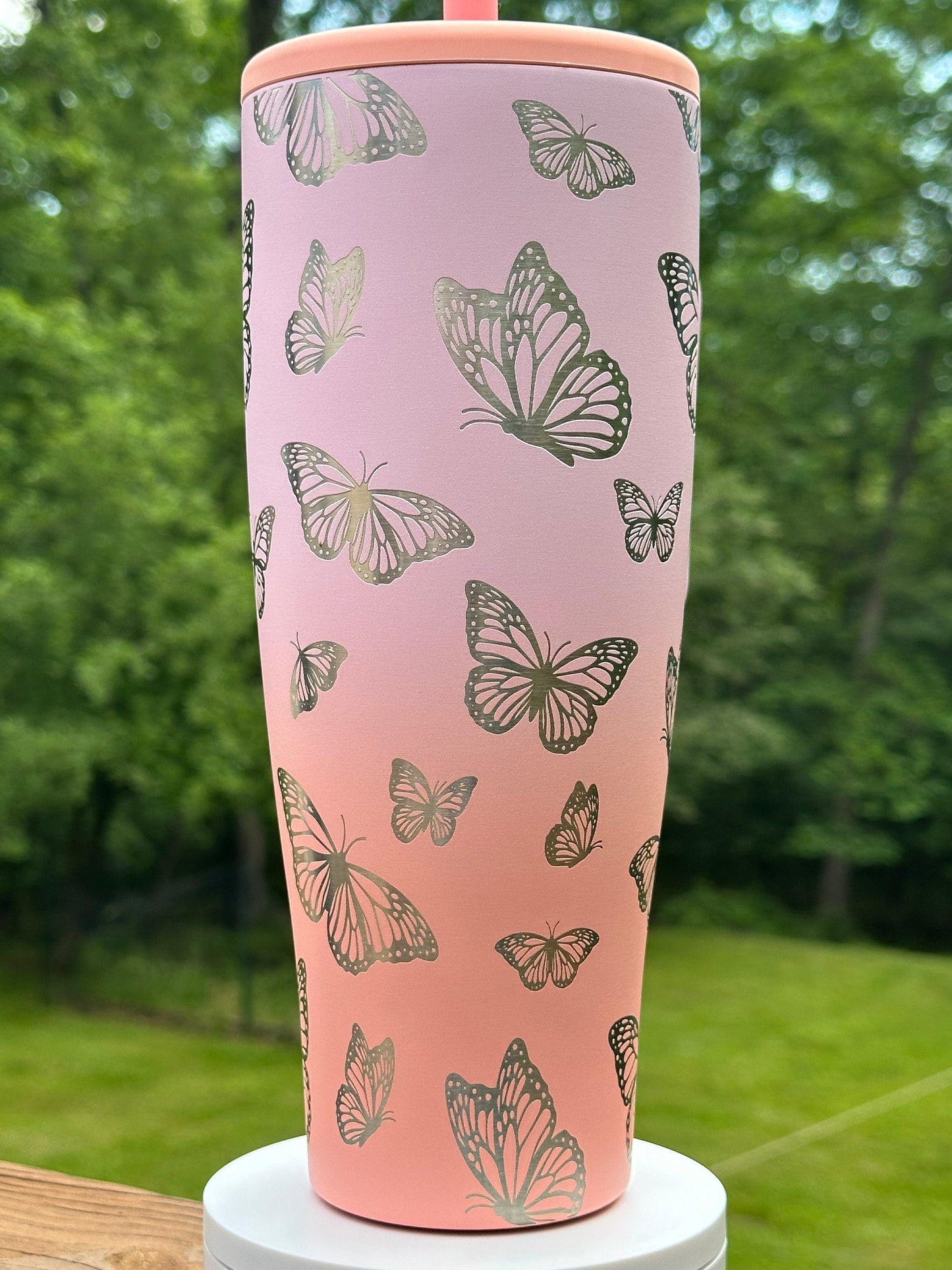 Engraved Butterfly Tumbler - Stanley IceFlow 30oz Flip Straw