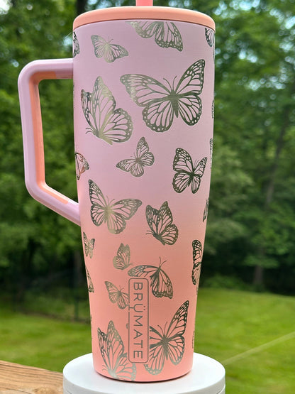 Engraved Butterfly Tumbler - Stanley IceFlow 30oz Flip Straw