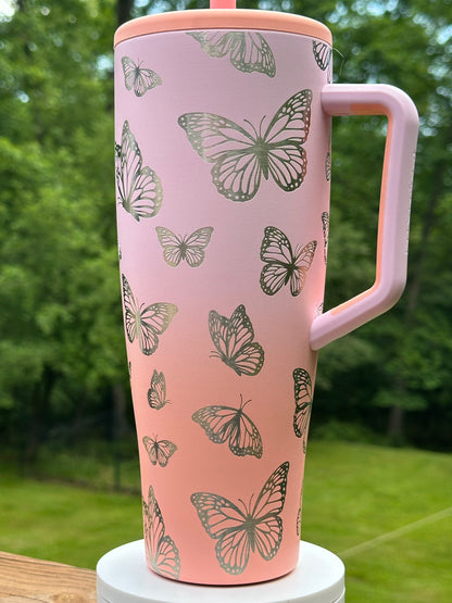 Engraved Butterfly Tumbler - Stanley IceFlow 30oz Flip Straw