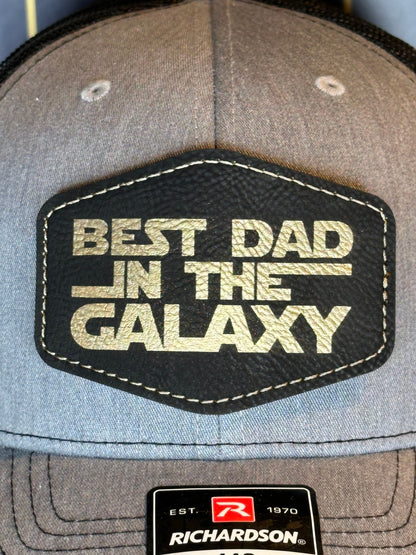 Best Dad in the Galaxy Hat with Leather Patch