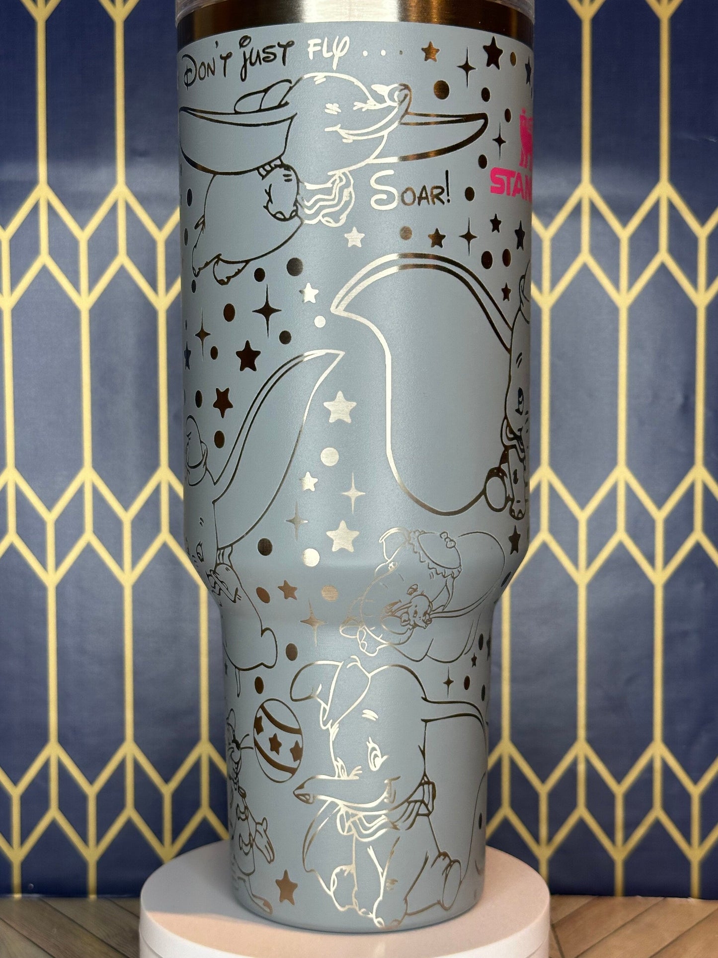 Laser Engraved Dumbo Themed Tumbler - FrostBuddy Thicc and ToGo Buddy