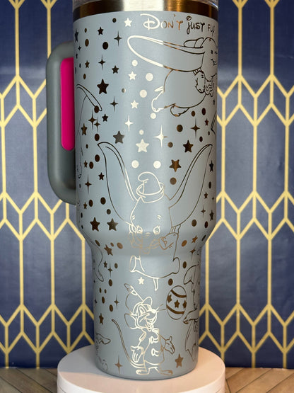 Laser Engraved Dumbo Themed Tumbler - FrostBuddy Thicc and ToGo Buddy