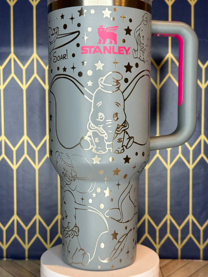 Laser Engraved Dumbo Themed Tumbler - FrostBuddy Thicc and ToGo Buddy