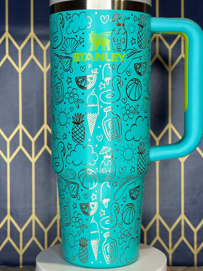 Summer Doodles Engraved Tumbler - Stanley Quencher 30/40oz