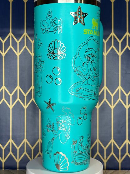 Laser Engraved Mermaid Tumbler - Stanley Quencher 30/40oz