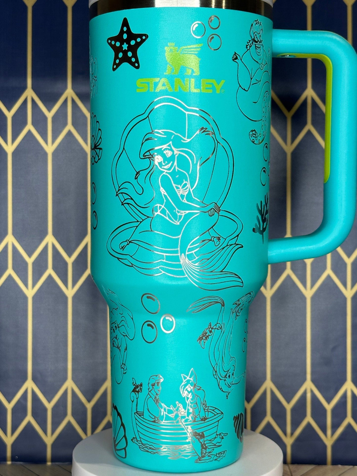 Laser Engraved Mermaid Tumbler - Stanley IceFlow 30oz Flip Straw