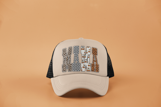 MAMA Pattern Mix DTF Hat – Halloween, Cheetah, Checkered & Jack-O’-Lanterns