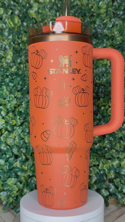 Once Upon a Pumpkin | Mickey & Minnie Pumpkin Ears Engraved Tumbler - Stanley Quencher 30/40oz
