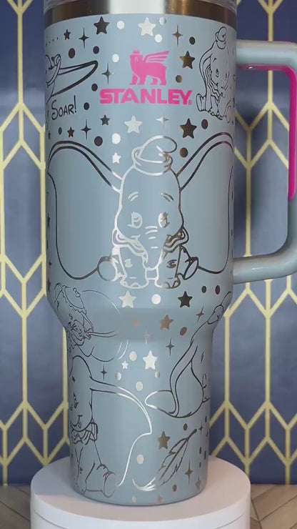 Laser Engraved Dumbo Themed Tumbler - FrostBuddy Thicc and ToGo Buddy