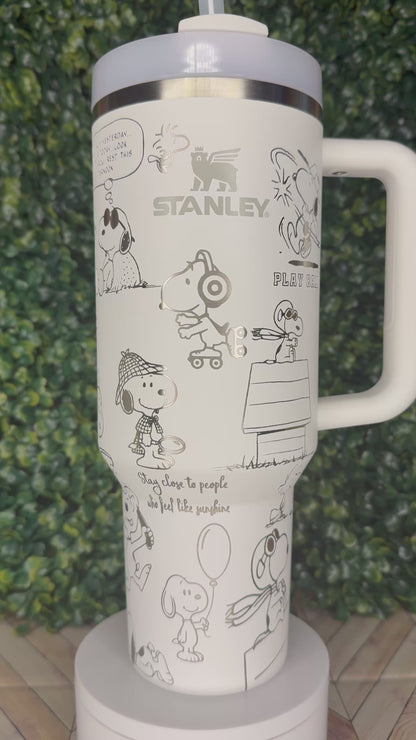Beagle-Inspired Engraved Tumbler - Stanley IceFlow 30oz Flip Straw
