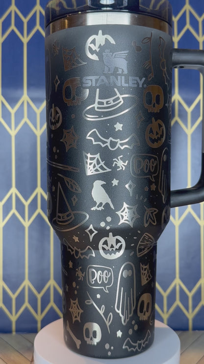 Halloween Doodles Engraved Tumbler - FrostBuddy Thicc and ToGo Buddy