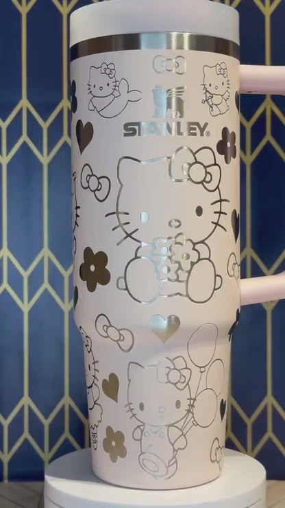 Adorable Hello Kitty Engraved Tumbler - Stanley IceFlow 30oz Flip Straw