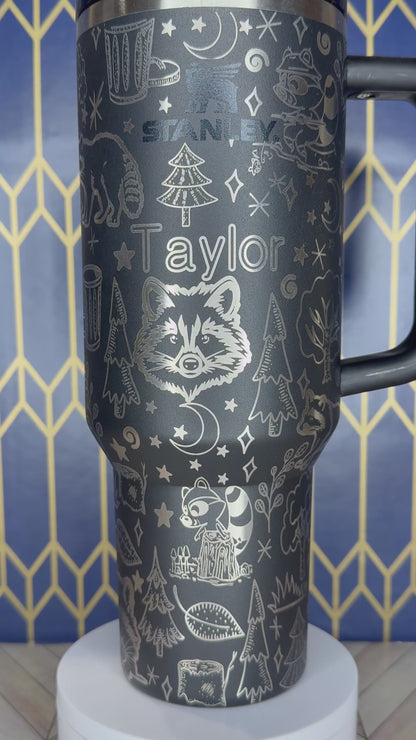 Raccoon-Themed Tumbler - Stanley IceFlow 30oz Flip Straw