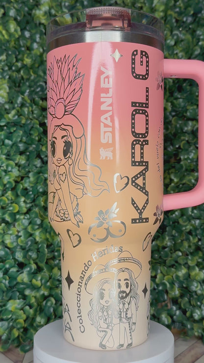 Karol G Tropicoqueta Inspired Engraved Tumbler - Stanley Quencher 30/40oz
