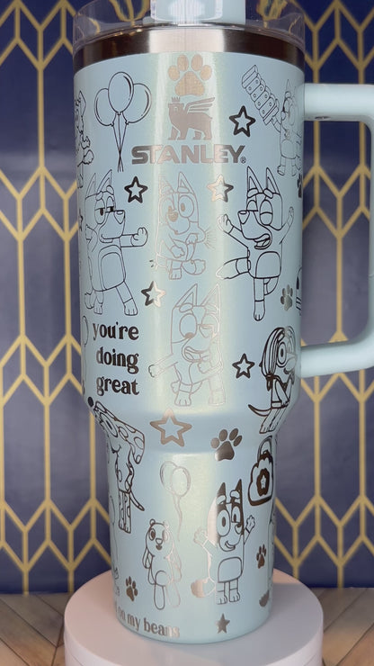 Bluey Dance Party Engraved Tumbler - FrostBuddy Thicc and ToGo Buddy