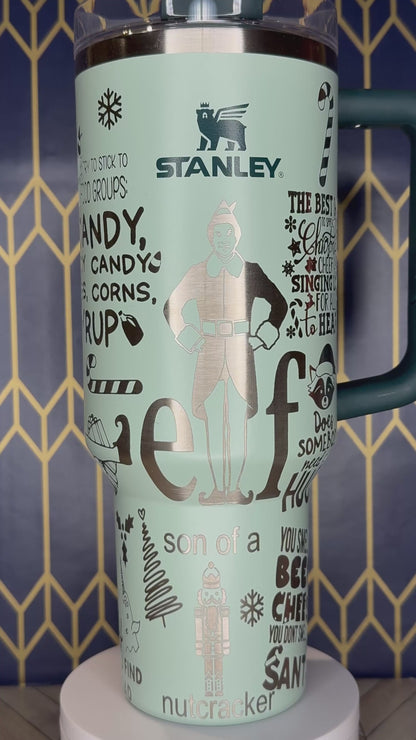 Vaso Stanley Quencher con grabado de la película Elf (30/40 oz)