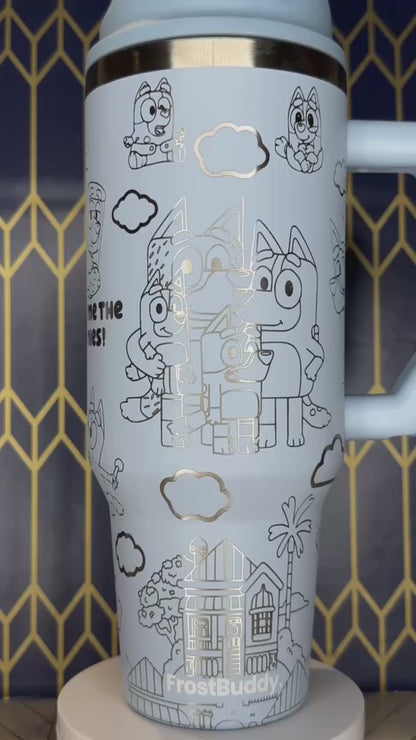 Bluey Themed Engraved Tumbler - FrostBuddy Thicc and ToGo Buddy