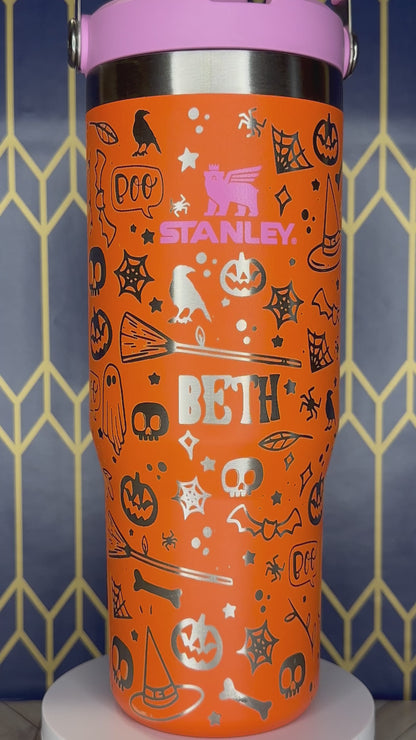 Halloween Doodles Engraved Tumbler - Stanley IceFlow 30oz Flip Straw