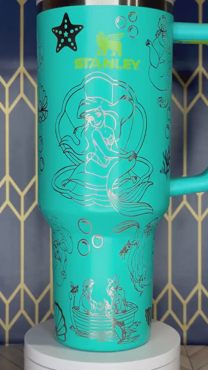 Laser Engraved Mermaid Tumbler - Stanley IceFlow 30oz Flip Straw