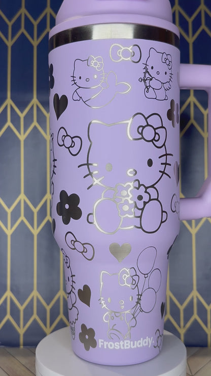 Adorable Hello Kitty Engraved Tumbler - FrostBuddy Thicc and ToGo Buddy