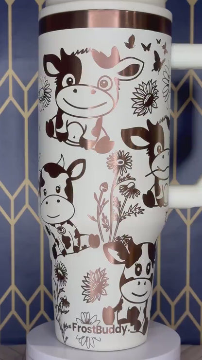 Cute Cow Engraved Tumbler - FrostBuddy Thicc and ToGo Buddy