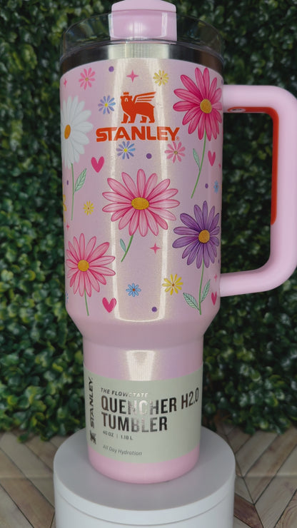 Daisy Delight UV DTF Printed Tumbler - Stanley Quencher 30/40oz