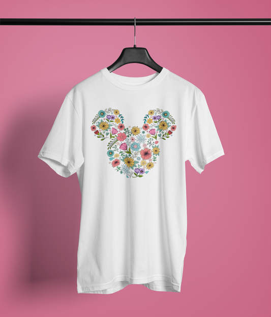 Floral Mouse Silhouette Shirt – Whimsy Meets Wildflowers